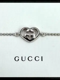 GUCCI ボールチェーン ハートモチーフ ブレスレット シルバー925 GG