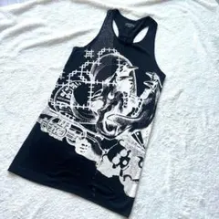 ディーゼル　DIESEL グラフィックプリント タンクトップ 黒ラメ　ワンピース