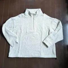 NIDO ハーフジップ フリース 裏起毛トレーナー アイボリー系 Lサイズ