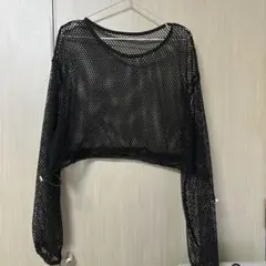 ブラックメッシュオーバーサイズトップス