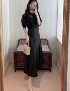 花柄レースショート丈ブラウスマーメイドキャミワンピース k9132c GRL