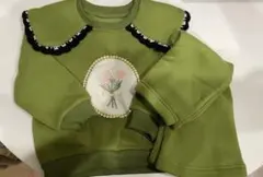 グリーン刺繍トレーナー（~95cm）