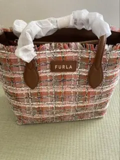 新品未使用 FURLA ツイード トートバッグ ERA smallピンク系 - メルカリ