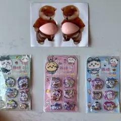 ちいかわシャカシャカ水シール3枚+ぷにぷにお腹シール柴犬2匹　④