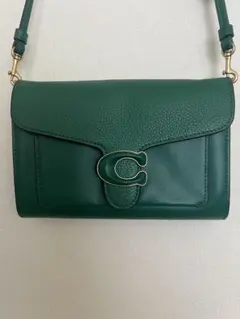 美品⭐︎コーチ　COACH ウォレットショルダー　グリーン　Cロゴ