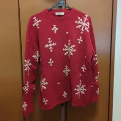 Eddie Bauer 赤 雪の結晶セーター L/G