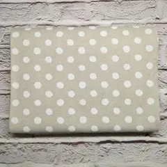 綿麻生地 ベージュ 白い水玉模様