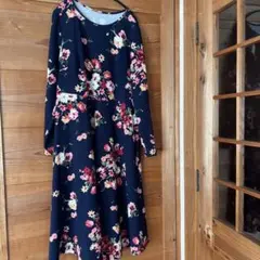 ストレッチワンピース　大きいサイズ　ダークネイビー