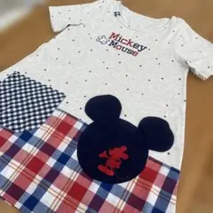 ミッキーマウス エプロン 半袖　保育士　幼稚園　介護士