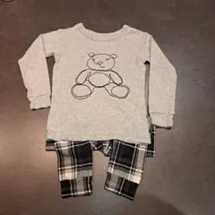 GAP ギャップ ベビーパジャマ クマのイラスト付き セットアップ グレー