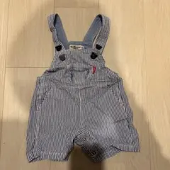 ミキハウスホットビスケッツ　サッカー生地ストライプオーバーオール 80cm