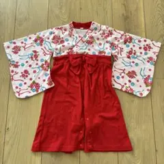 90サイズ 袴ロンパース　女の子　お食い初め お宮参り ひな祭り ベビー袴 赤