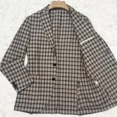リネン✨ グリーンレーベルリラクシング テーラードジャケット 春夏 チェック M