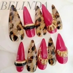 ヒョウ柄 ピンク ニュアンス ベルベット リング レオパード ネイルチップ