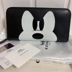 coach コーチ　長財布　黒白　ブラック　ホワイト　レザー　ミッキー　マウス