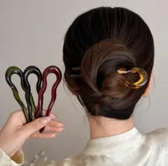 ５色セット！U字コーム かんざし おしゃれヘアピン ヘアアクセサリー エレガント