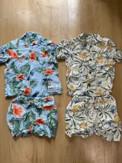 トロピカル花柄ベビー服セット 90サイズ　アロハシャツ　セットアップ