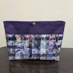 長財布入ります　リバティ生地と帆布で作ったバッグインバッグ★ハンドメイド