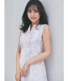 tocco closet ピンタック使いニュアンスフラワーワンピース