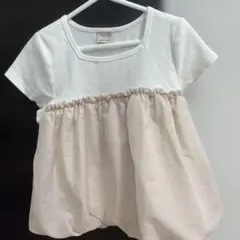 petit main チュニック 110cm ホワイト/ピンクベージュ