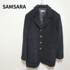 ウールコート M アンゴラ使用 黒 日本製 秋冬 SAMSARA