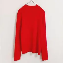 クルーネックニット セーター プルオーバー 薄手 着回し抜群 赤 L