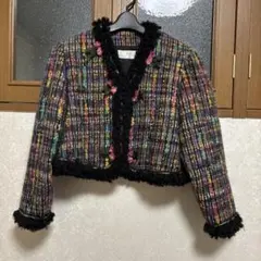 ノーカラーツイードジャケット 多色