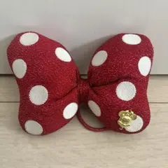 ディズニー 東京ディズニーリゾートミニー リボンヘアゴム 赤ドット 美品