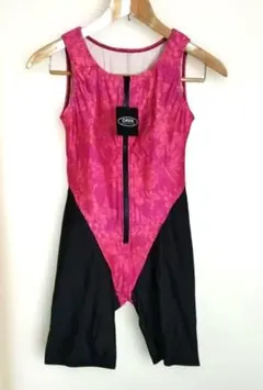 OXOX スポーツ用水着 フロントジップ レッド系花柄　Mサイズ(フットマーク)のサムネイル