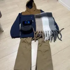 SPOX スノーボードウェア 上下セット一式 ネイビー/ブラウン