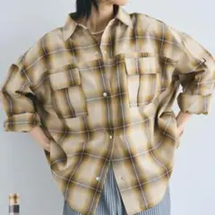 【coca】チェック柄シャツ イエロー Mサイズ