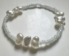 推しカラー パールリボンのブレスレット ❁⃘ビーズブレスレット❁⃘ No.9