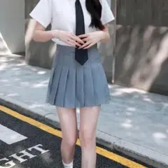 レディースプリーツスカート 大きいサイズ グレー灰 インナーパンツ ミニ 2XL