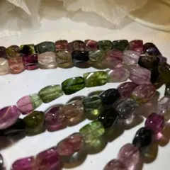 希少品天然石トルマリン ネックレス 多色＋ブレスレットの２点セット