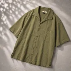 Tommy Bahama オープンカラーシャツ S オリーブシルク100% 古着のサムネイル