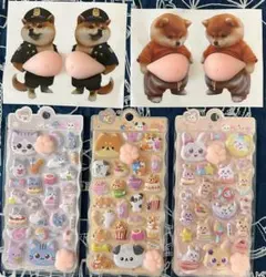 5点セット 3D おなかぷにぷにシール 肉球シール シール帳デコ 立体ステッカー