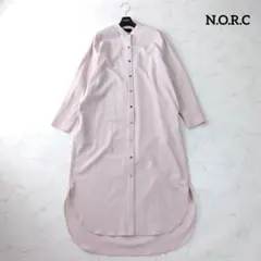 美品✨️N.O.R.C バンドカラーシャツワンピース ピンク size2