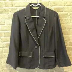 ダークグレー パイピングジャケット オフィス フォーマルジャケット