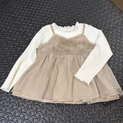 ファー　チュール　レース　チュニック　130cm 長袖　カットソー