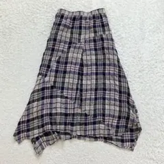 極美品✨慈雨 スカート マキシ丈 変形 アシンメトリー ドッキング チェック柄のサムネイル