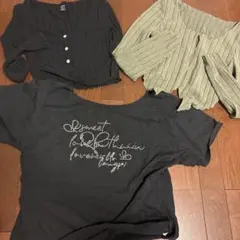 SHEIN トップス 3点セット ブラック カーキ
