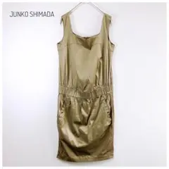 ジュンコシマダ ノースリーブミニワンピース ウエストゴム ポケット有 綿混 M