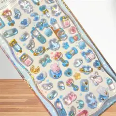 水色ボンボンドロップシール ぷっくりシール うるちゅる うさぎちゃん