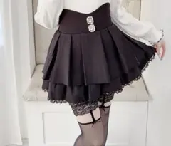 MA*RS ビジュー付き二段フリルスカパン　ブラック