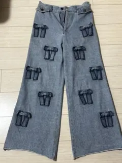 【新品未使用品】POPPY リボンデニムパンツ　Ｌサイズ あさぎーにょ poppy tokyo メニーリボンデニム あさぎーにょ - メルカリ