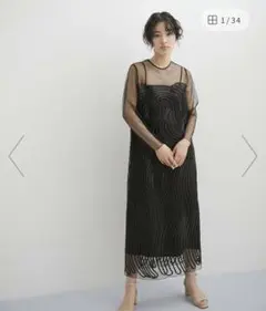 アダムエロペ ADAM ET ROPE ラインアートシアーワンピースのサムネイル
