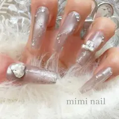 【ネイルチップ】ちゅるん スナ系 ギャル ピンクマグネット ワンホンネイル現品