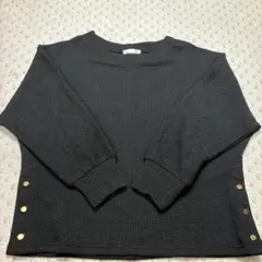 レディースブラックリブ編みニット