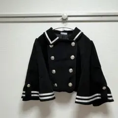 axes femme ダブルボタン ケープ ジャケット ブラック