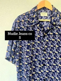 Nudie Jeans Co Logo Boy アロハシャツ 総柄 ネイビーのサムネイル